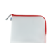 Weißer Reißverschlussbeutel mit rotem Rand, geeignet zur Aufbewahrung von Schreibwaren oder kleinen Gegenständen.