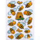 Bunte Aufkleber von Bienen, einem Bienenstock und Honigwaben in verschiedenen Posen und Größen.