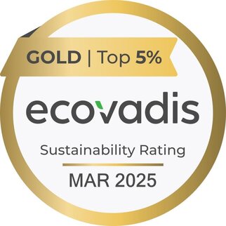 Gouden medaille voor duurzaamheid van EcoVadis, Top 5%, geldig tot maart 2025.