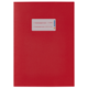 Rotes Heft mit einem weißen Etikett, das Platz für Beschriftungen bietet. Das Etikett trägt das Logo "HERMA".