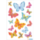 Bunte Schmetterlingsaufkleber in verschiedenen Farben und Designs, angeordnet auf einem weißen Hintergrund.