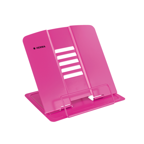 Ein pinker Dokumentenständer mit mehreren Ablagefächern und einer stabilen Basis. Ideal für die Organisation von Unterlagen.