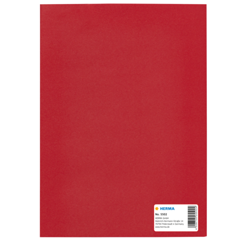Rotes Dokumentenheft mit einem Aufkleber, der die Marke HERMA und die Produktnummer 56228 zeigt.