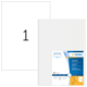 Transparente Etiketten A3 von HERMA, mit Produktinformationen und einer weißen Seite im Hintergrund.