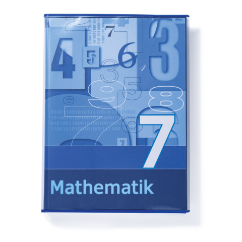 Buchcover mit dem Titel "Mathematik", in Blau gehalten, mit verschiedenen Zahlen und grafischen Elementen im Hintergrund.