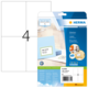 Etikettenblatt mit vier beschriftbaren Etiketten, verpackt in einer transparenten Hülle. Enthält die Marke HERMA und die Produktnummer 6830.