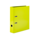 Ein leuchtend gelber Ordner mit zwei Metallösen und einer Öffnung an der Seite.