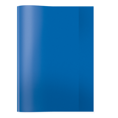 Blauer Ordner mit transparentem Cover, geschlossen und ohne sichtbare Inhalte.