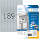 Typenschild-Etiketten mit der Nummer 189, verpackt in einer transparenten Hülle, mit Informationen zur Verwendung und Software.
