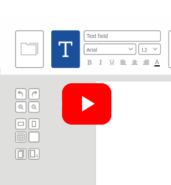 Een tekstvak met lettertype- en opmaakopties, daarnaast een rood YouTube-symbool.